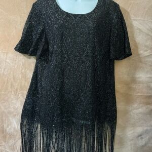 Sparkly Black Fringe Dress Mini Party‎ Clubwear Women's